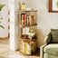 LLappuil 3 Tier Rotating Bookshelf, 360° Display Swivel Bookcase, Corner Bookshelf for for Bedroom, Living Room Gold