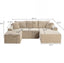 LLappuil Sectional Sofa, 94.5" U Shaped Modular Sectional Couch with Left Chaise, Cloud Courduroy Sofa Couch with Movable Ottoman for Living Room Camel