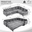 LLappuil Sectional Sofa, Sectioanl Couch with Pull Out Sofa Bed King Size, Chenille Sofa Conertible Sofa Bed for Living Room