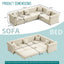 LLappuil 115" Sectional Sofa, Oversized Sectional Couch with Pull Out Sofa Bed King Size, Velvet Button Tufted Chesterfield Sofa Couch with Trim Rolled Arms for Living Room Beige