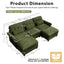 LLappuil 98" Sectional Sofa, U Shaped Modular Sectional Couch with Double Movable Ottoman, Cloud Chenille Sofa Couch for Living Room