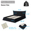 LLappuil Upholstered Platform Bed Queen Size, Oversized Wood Bed Frame with Headboard Black
