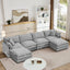 LLappuil Modular Sectional Sofa, Sectional Couch with 2 Movable Ottoman, Chenille 6 Seat Cloud Sofa Couch for Living Room Gray
