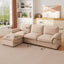 LLappuil Sectional Sofa, Cloud Sectional Couch with Movable Ottoman, 4 Seat Chenille Sofa Couch for Living Room Brown