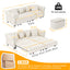 LLappuil Pull Out Sofa Bed King Size, 89" Chesterfield Sofa Convertible Sleeper Sofa Bed, Velvet 3-Seater Sofa with Movable Ottoman for Living Room Beige