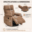 LLappuil Recliner Chair, 360° Swivel Reclining Chair, Manual Nursery Glider Rocker Recliner Chair for Living Room, Corduroy Beige