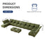 LLappuil Modular Sectional Sofa, Sectional Couch with Adjustable Arms Backs & Storage Seat, Oversized Corduroy Sofa Couch for Living Room Green