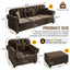 LLappuil Modular Sectional Sofa, 4 Seat Velvet Sofa with Ottoman for Living Room Brown