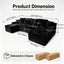LLappuil 131" Sectional Sofa, U Shaped Sectional Couch with Chaise, Boneless Corduroy Sofa Couch for Living Room Black