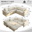 LLappuil Sectional Sofa, Pull Out Sofa Bed King Size, 5 Seat Chenille Sofa Couch Convertible Sleeper Sofa Bed for Living Room Beige