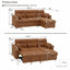 LLappuil Sectional Sofa, 83" Sectional Couch with Storage Chaise, Pull Out Sofa Bed Convertible Sofa Bed with Cup Holder for Living Room, Foil Fabric Brown