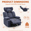 LLappuil Chenille Recliner Chair, 360° Swivel Reclining Chair with Detachable Adjustable Neck Pillow, Manual Nursery Glider Rocker Recliner Chair for Living Room Blue