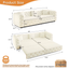 LLappuil 89" Velvet Chesterfield Sofa, Oversized Pull Out Sofa Bed King Size, Loveseat Sofa Couch Convertible Sofa Bed for Living Room White