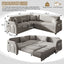 LLappuil Sectional Sofa, 85" Sectional Couch with Pull Out Sofa Bed King Size, 5 Seat Teddy Sofa Convertible Sofa Bed for Living Room Light Gray
