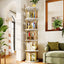 LLappuil 5 Tier Rotating Bookshelf, 360° Display Swivel Bookcase, Corner Bookshelf for for Bedroom, Living Room White