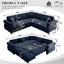 LLappuil Sectional Sofa, Pull Out Sofa Bed King Size, 5 Seat Chenille Sofa Couch Convertible Sleeper Sofa Bed for Living Room Blue