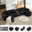 LLappuil Modular Sectional Sofa, 138" Oversized Sectional Couch Wiht USB & Wireless Charge, 6 Seat Corduroy Sofa Couch with Coffee Table Board for Living Room Black