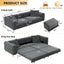 LLappuil Pull Out Sofa Bed King Size, 98" Tufted 3 Seat Sofa Convertible Sleeper Sofa Bed, Oversized 28" Deep Seat Velvet Sofa Couch for Living Room Dark Gray
