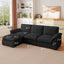 LLappuil Sectional Sofa, Cloud Sectional Couch with Movable Ottoman, 4 Seat Chenille Sofa Couch for Living Room Black