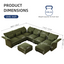 LLappuil Modular Sectional Sofa, Sectional Couch with Storage Seat, Oversized Corduroy Sofa Couch with Adjustable Arms Backs for Living Room Green