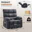LLappuil Recliner Chair, 360° Swivel Recliner Chair, Nursery Glider Rocker Recliner Chair, Single Reading Chair with Side Pockets for Living Room, Bedroom Gray