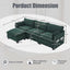 LLappuil Sectional Sofa, 4 Seat Corduroy Cloud Sofa Couch with Reversible Ottoman for Living Room Green