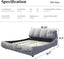 LLappuil Upholstered Platform Bed King Size, Oversized Wood Bed Frame with Padded Backrest Gray
