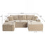 LLappuil Sectional Sofa, 106" U Shaped Modular Sectional Couch with Left Chaise, Cloud Courduroy Sofa Couch with Movable Ottoman for Living Room Camel