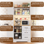 LLappuil 69" Kitchen Pantry, Kitchen Pantry Storage Cabinet with LED Light & Outlet, Kitchen Hutch with 6 Hooks, Drawer, Adjustable Shelves White