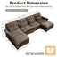 LLappuil 126" Sectional Sofa, U Shaped Modular Sectional Couch with Double Movable Ottoman, Cloud Chenille Sofa Couch for Living Room