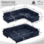 LLappuil Sectional Sofa Couch, Oversized Chenille Sofa with Pull Out Sofa Bed for Living Room Blue