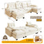 LLappuil Sectional Sofa, U Shaped Sectional Couch with Pull Out Sofa Bed, Chenille Convertible Sleeper Sofa Bed with Chaise, Removable Armrests, USB Ports Beige