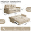 LLappuil 70" Convertible Sofa Bed, Pull Out Sofa Bed Full Size, Corduroy Loveseat Sofa with Ottoman, USB & Type-c Charging Port for Living Room Beige