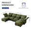 LLappuil Modular Sectional Sofa, Sectional Couch with Adjustable Arms Backs & Storage Seat, Oversized Corduroy Sofa Couch for Living Room Green