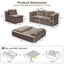 LLappuil Sectional Sofa Bed, Futon Convertible Sofa Bed King Size, Plush Corduroy Loveseat Sofa Couch for Living Room Brown