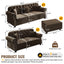 LLappuil Modular Sectional Sofa, 5 Seat Velvet Sofa with Ottoman for Living Room Brown