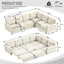 LLappuil Sectional Sofa, Pull Out Sofa Bed King Size, 6 Seat Chenille Sofa Couch Convertible Sleeper Sofa Bed for Living Room Beige