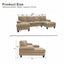 LLappuil Sectional Sofa, 104" Sectional Couch with Dual Chaise, Upholstered Sofa Couch for Living Room Camel