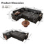LLappuil Sectional Sofa, Sectioanl Couch with Pull Out Sofa Bed, Corduroy Sofa Couch with Storage Chaise, Hidden Storage Armrest, Small Toptable, USB & Type-c Charging Port for Living Room Dark Gray