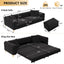 LLappuil Pull Out Sofa Bed King Size, 98" Tufted 3 Seat Sofa Convertible Sleeper Sofa Bed, Oversized 28" Deep Seat Velvet Sofa Couch for Living Room Black