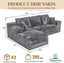 LLappuil 108" Sectional Sofa, Modular Sectional Couch with Right Chaise, Boneless Corduroy Cloud Sofa for Living Room Gray