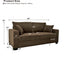LLappuil 69" Loveseat Sofa, Upholstered Couch with 2 Throw Pillows for Living Room, Linen Brown