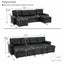 LLappuil 112" Sectional Sofa, Mid-Century U Shaped Sectional Couch with Pull Out Sofa Bed, Convertible Sofa Bed with Storage Chaise for Living Room, Foil Fabric Brown