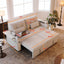LLappuil Loveseat Sofa, Pull Out Sofa Bed Queen Size, Corduroy Sofa Couch with 360° Swivel Tabletop, USB Charging Port, Cup Holder for Living Room Beige