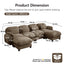 LLappuil 136" Sectional Sofa, U Shaped Modular Sectional Couch with Double Movable Ottoman, Cloud Chenille Sofa Couch for Living Room