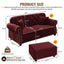 LLappuil Modular Sectional Sofa, Loveseat Sofa with Ottoman, Velvet Chesterfield Sofa for Living Room Red
