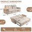 LLappuil 77" Pull Out Sofa Bed Queen Size, Loveseat Sofa Convertible Sleeper Sofa Bed, Flannelette Fabric Sofa Couch for Living Room Beige