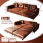 LLappuil King Size Pull Out Sofa Bed, Oversized Faux Leather 4 Seat Sofa Convertible Sleeper Sofa Bed Light Brown