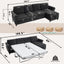 LLappuil Sectional Sofa, 107" Sectional Couch with Pull Out Sofa Bed Queen Size, 4 Seat Velvet Sofa with Memory Foam Mattress for Living Room Black