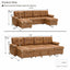 LLappuil 112" Sectional Sofa, Mid-Century U Shaped Sectional Couch with Pull Out Sofa Bed, Convertible Sofa Bed with Storage Chaise for Living Room, Foil Fabric Brown